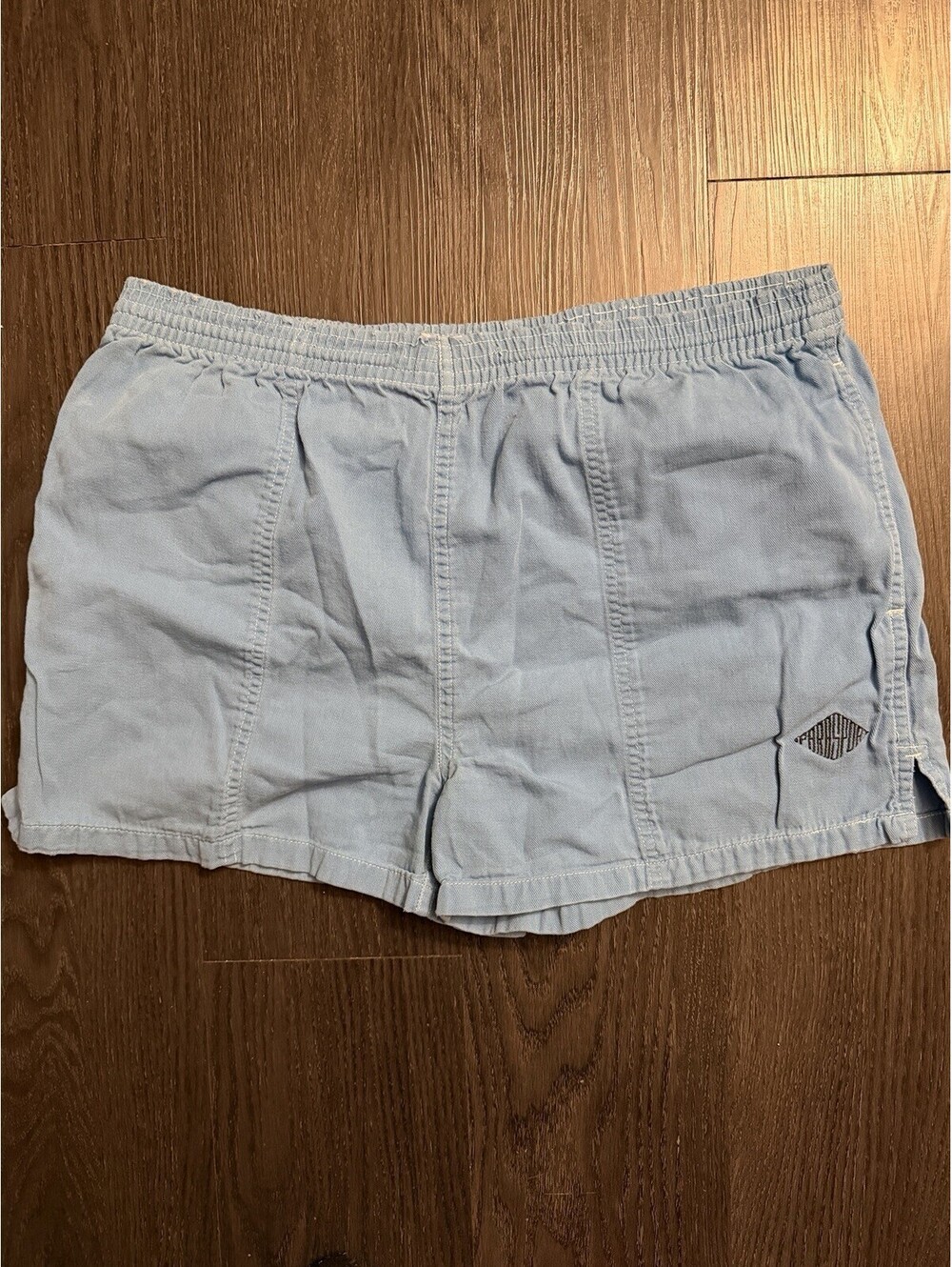 Vintage Parasport Light Blue Elastic Waist Cotton Shorts M